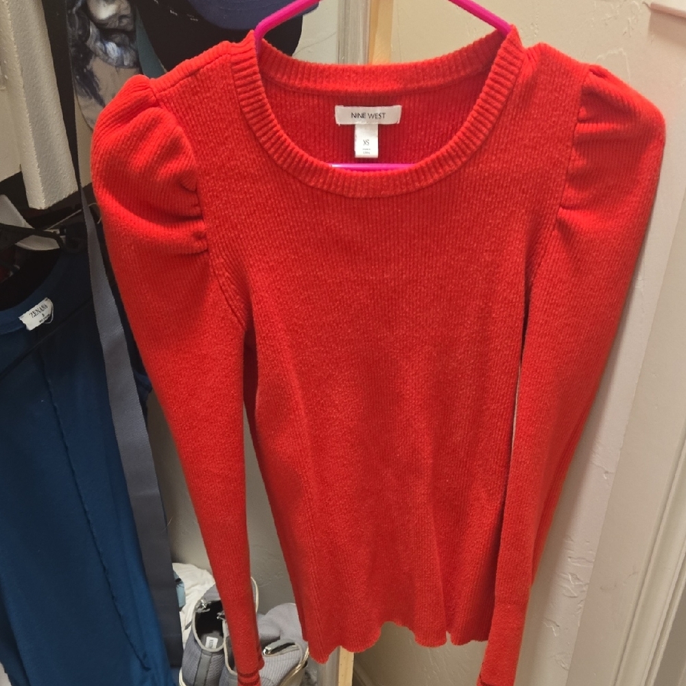 Nine West Bold Red Crew Neck Sweater